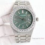 Swiss Quality Audemars Piguet Royal Oak Pave Diamond 50th Anniversary watch Green Dial